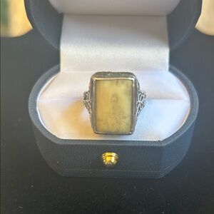 Rare Find. Antique Filigree & Etched Bone Chinese Ring. Size: 7